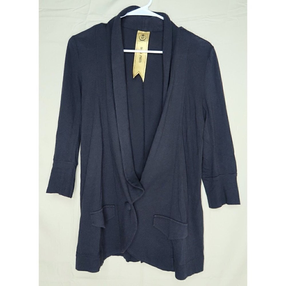 Royal Party Cardigan Black One Button Soft Cotton Rayon Blend  Womens Size 38